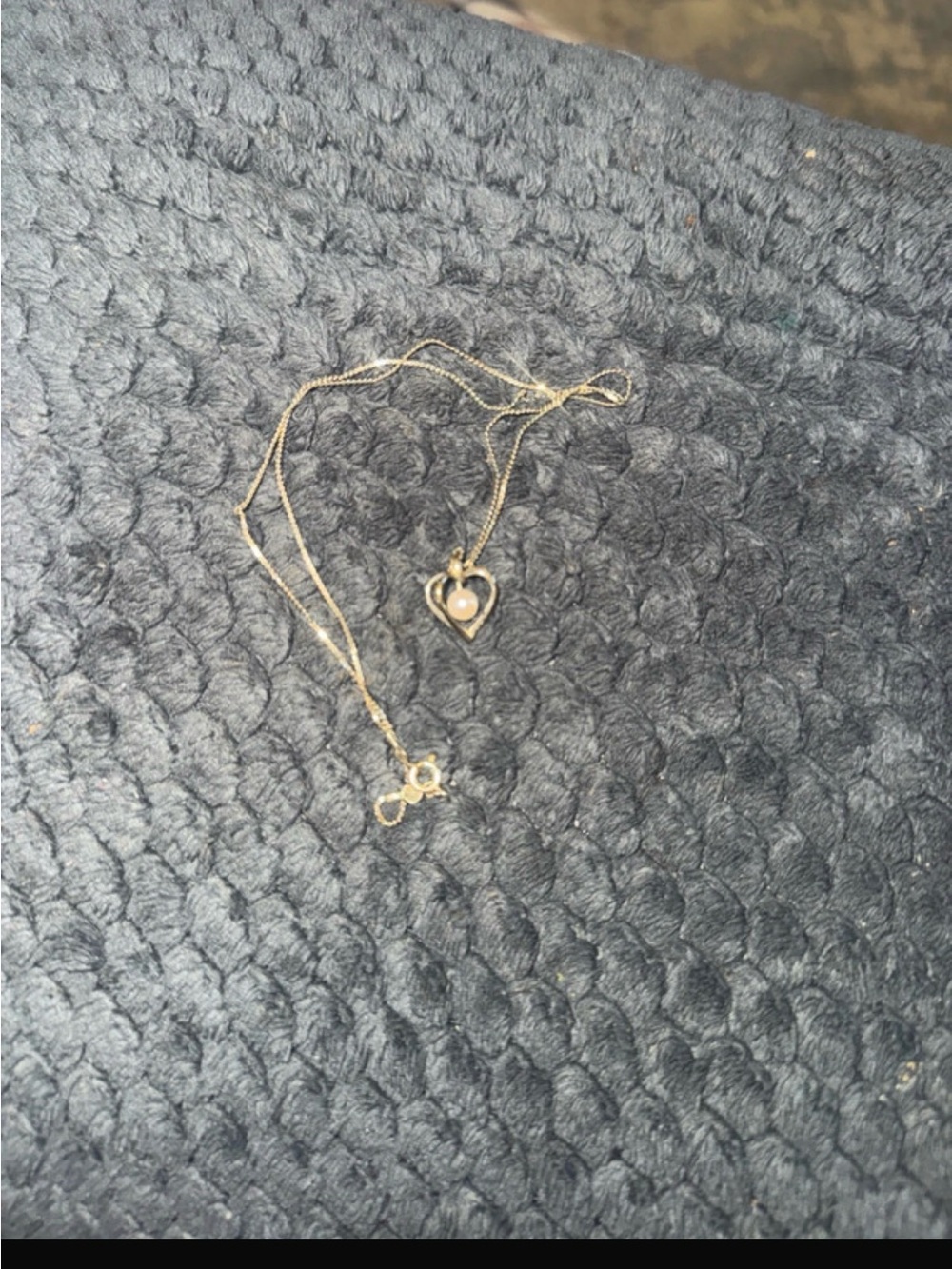 Gold Heart Pendant Necklace with Pearl Accent - Women Jewelry